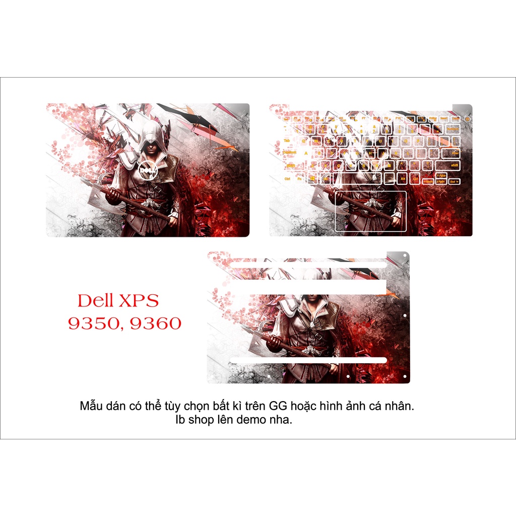 Skin dán cho laptop dell XPS 9350,9360 theo yêu cầu, tùy chọn hình bất kì trên GG hoặc hình ảnh cá nhân.