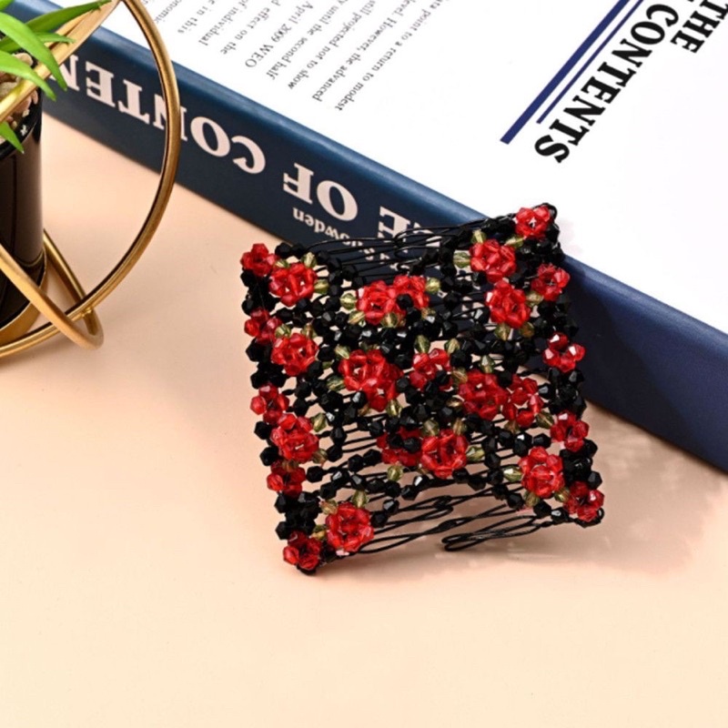 Lược cài tóc hai đầu đính hạt co giãn thời trang cho nữ