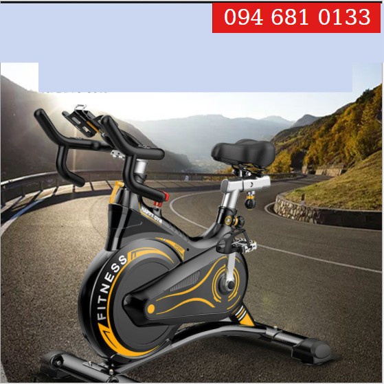 Xe đạp tập thể dục Fitness, bánh đà kháng từ, kèm đồng hồ đo nhịp tim - Hàng loại 1