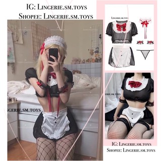 Maid Set | Set Hầu Gái Tạp Dề Nơ Đỏ | Cosplay Sexy | Sexy Maid
