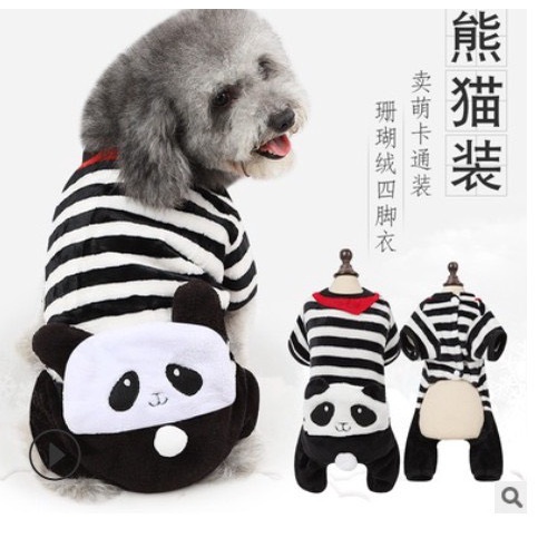 Quần áo chó mèo:Bộ gấu trúc ( nỉ ấm)