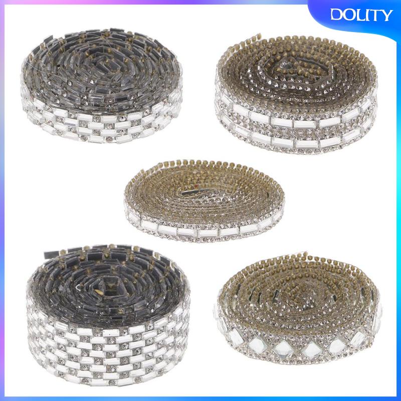 Cuộn Dây Ruy Băng Đính Đá Pha Lê Màu Bạc Dài 1 Yard 6 Hàng 12mm Dùng May Vá DIY