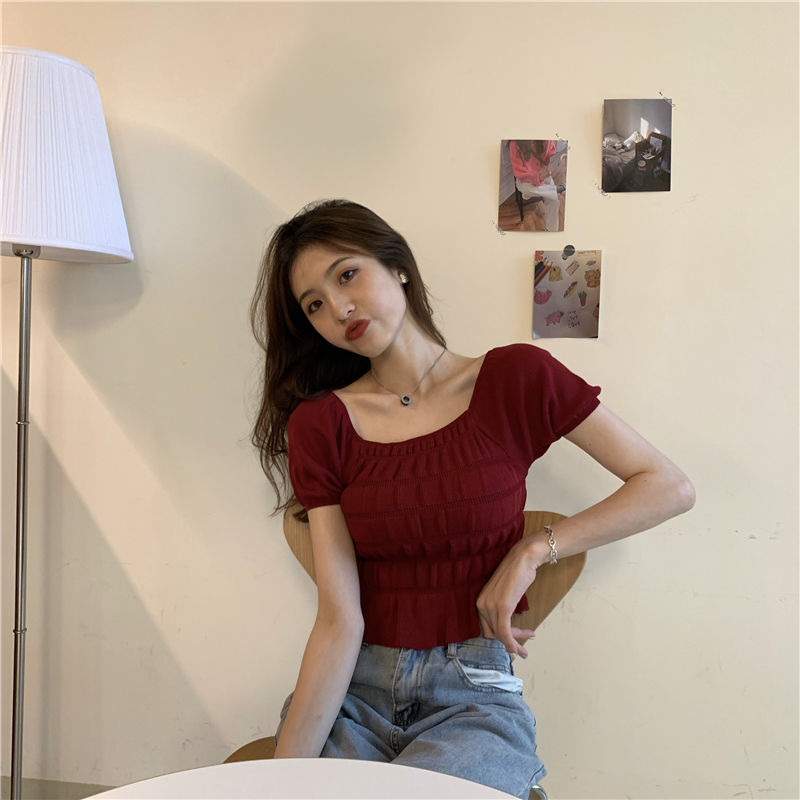 Áo Croptop Nữ Tay Ngắn Phong Cách Hàn Quốc