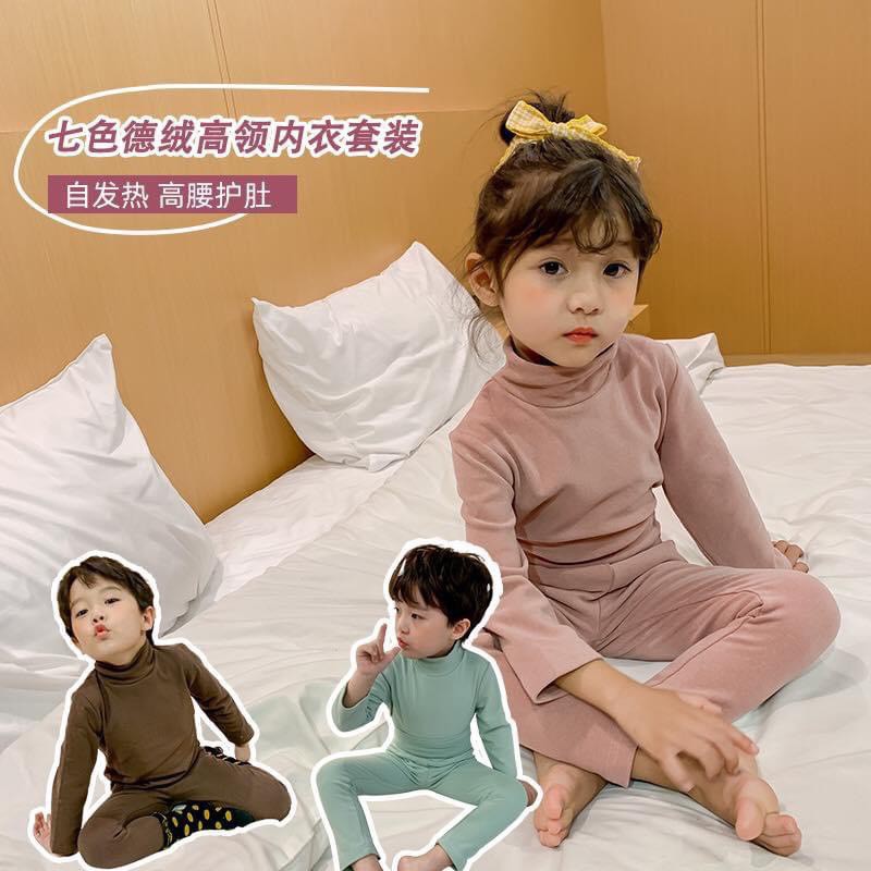 BỘ COTTON CAO CỔ DÀI TAY CHO BÉ