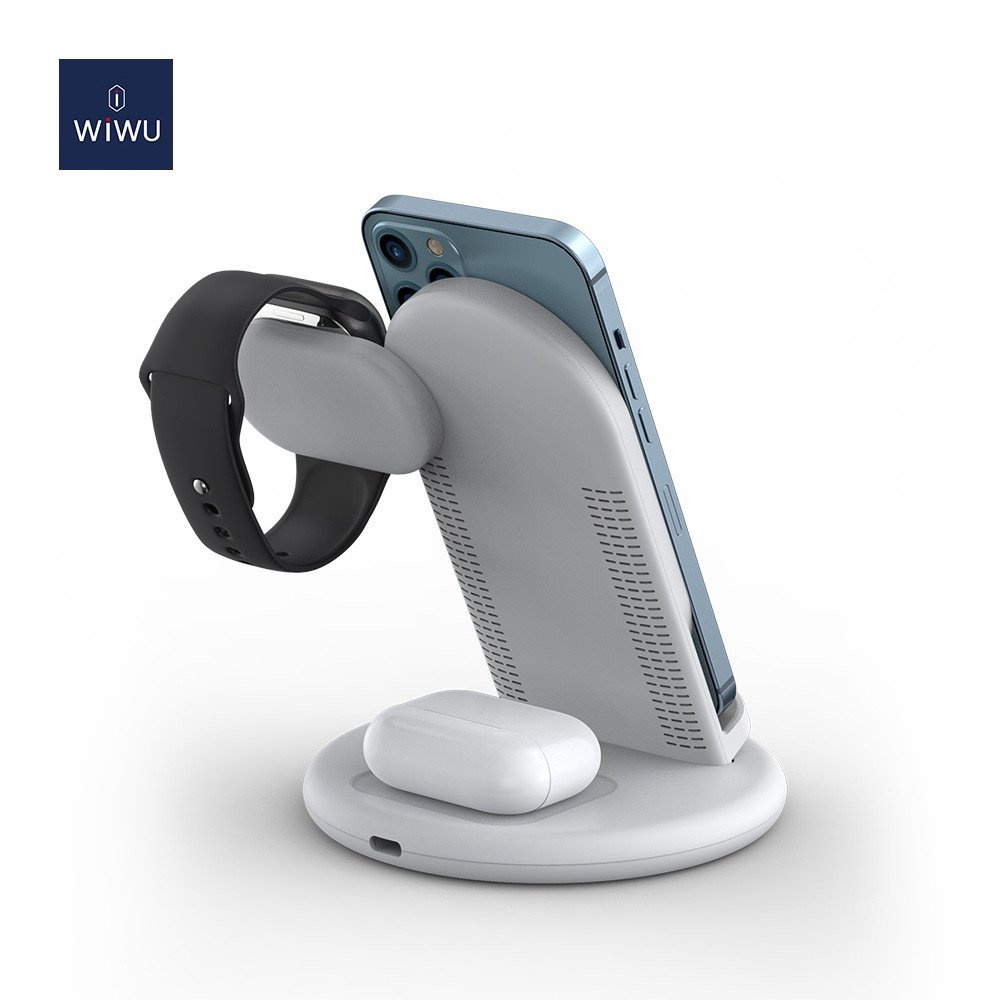 Wiwu Power Air 3in1 Wireless Charging Station Dock sạc không dây một lúc 3 thiết bị