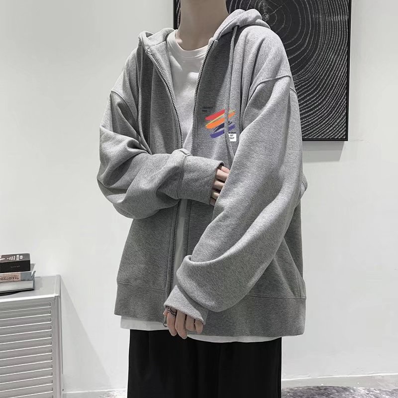 Áo khoác dáng rộng có dây kéo kiểu dáng thời trang phong cách Hàn Quốc cho nam cỡ M-5XL