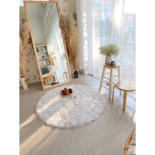 Thảm lông tròn trắng size lớn giá rẻ