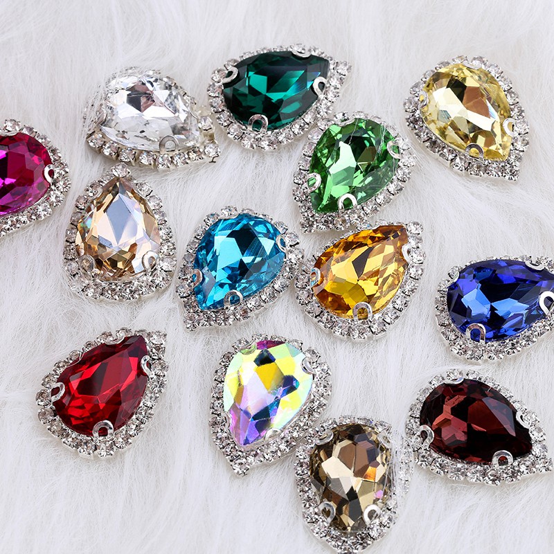 Set 10 Khóa Cài Kính Đính Đá Pha Lê Nhiều Màu Dùng May Quần Áo DIY