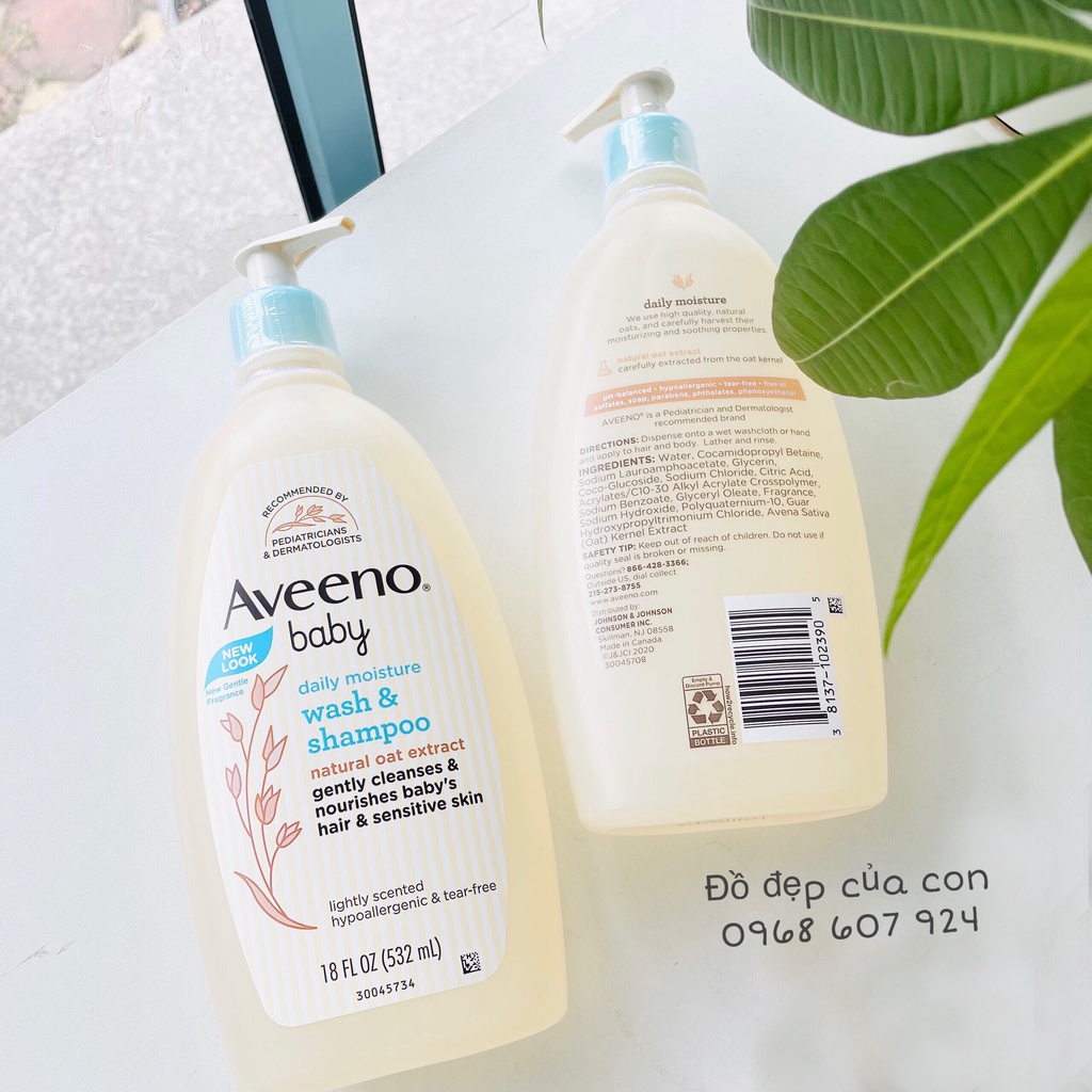 Sữa tắm gội toàn thân cho bé sơ sinh Aveeno nhập Mỹ 532ml