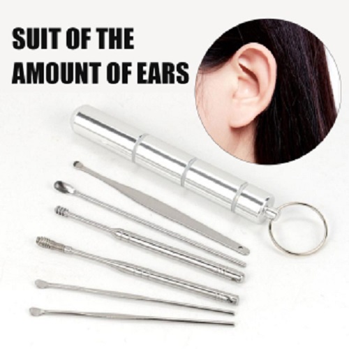 Bộ Dụng Cụ Ngoáy Tai Lấy Ráy Tai 6 Món Bằng Thép Không Gỉ Cao Cấp