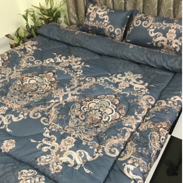 Trọn bộ 5 món ga gối chăn phao poly cotton có ruột bông dày loại 1 ( nhắn chọn mẫu )