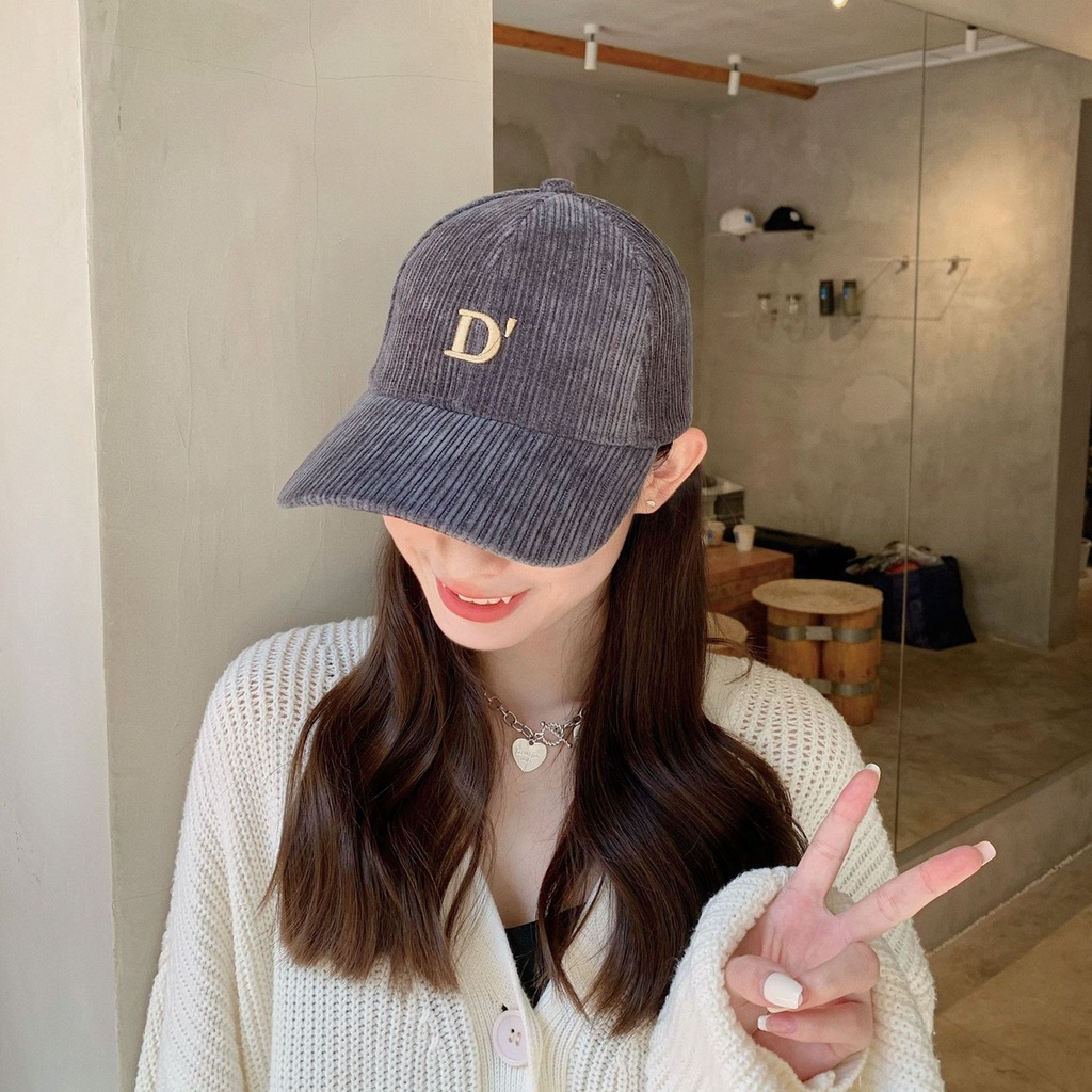 [Mã FAMARAL1 giảm 10K đơn 50K]Nón Kết Nhung Kaki Cao Cấp Thêu Chữ D Phong Cách Ulzzang Form Unisex Nam Nữ 411
