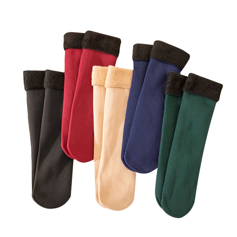 Vớ Len Cashmere Mềm Dày Dặn Giữ Ấm Màu Trơn Thời Trang Mùa Đông Cho Nữ