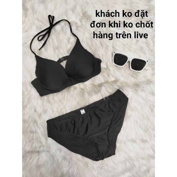 set bikini hai mảnh màu đen đi biển 308k