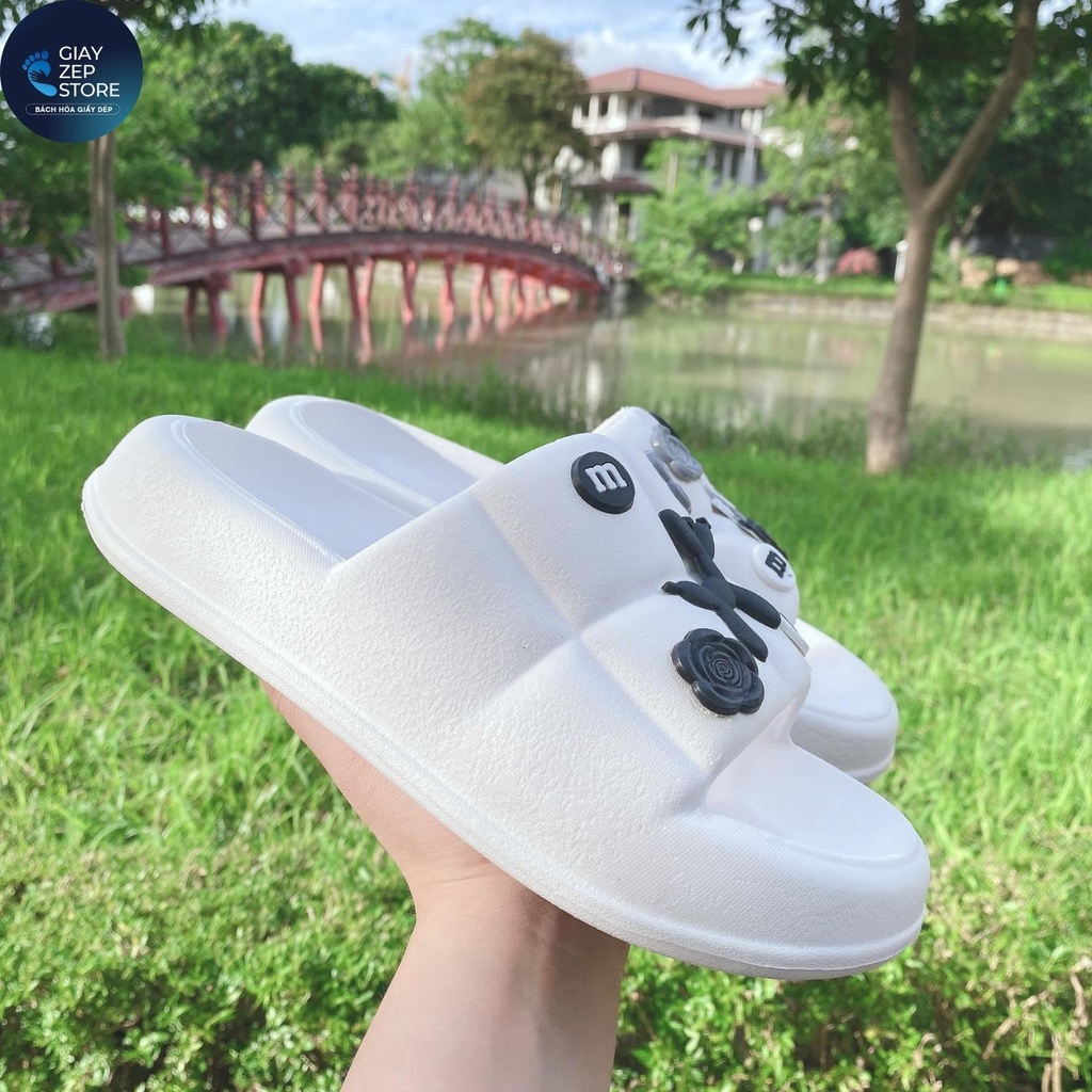 Dép quai ngang hình icon Dễ Thương, Dép Bánh mỳ đế 3cm siêu nhẹ cute size 36-39