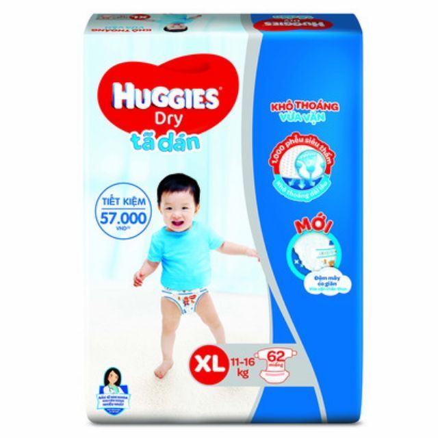 Tã dán Huggies M76, L68, XL 62 miếng