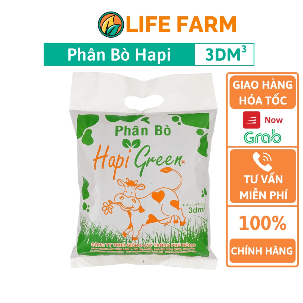 Phân Bò Khô (Đã Xử Lý) Hapi Green Phú Nông Cung Cấp Dinh Dưỡng Cho Cây- Gói 3dm3 (PHP-001)