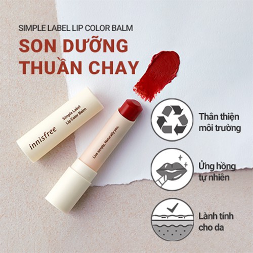 Son dưỡng môi có màu innisfree Simple label Lip Color Balm 3.2g