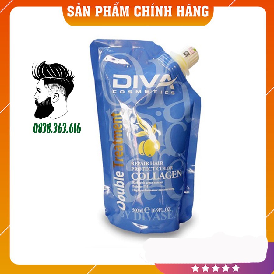 Kem hấp ủ tóc COLLAGEN DIVA 500ML giúp tóc hết khô xơ gãy rụng hư tổn chẻ ngọn