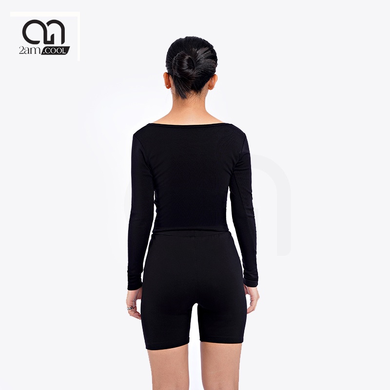 Set Thể Thao Nữ Quần Legging Lửng Với Áo Tay Dài Chất Liệu Cotton Co Giãn Thấm Hút Mồ Hôi 2AM A14