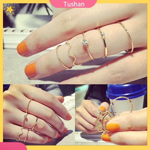 Bộ 5 nhẫn đeo tay thiết kế sáng tạo cho nữ