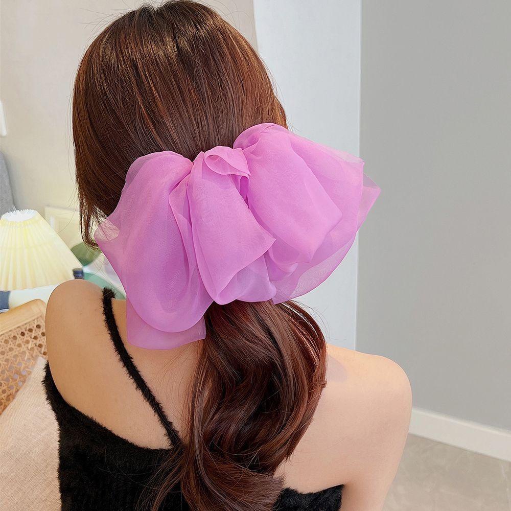 NICKOLAS Kẹp Tóc Đính Nơ Lưới Màu Sắc Đơn Giản Phong Cách Retro Dành Cho Nữ