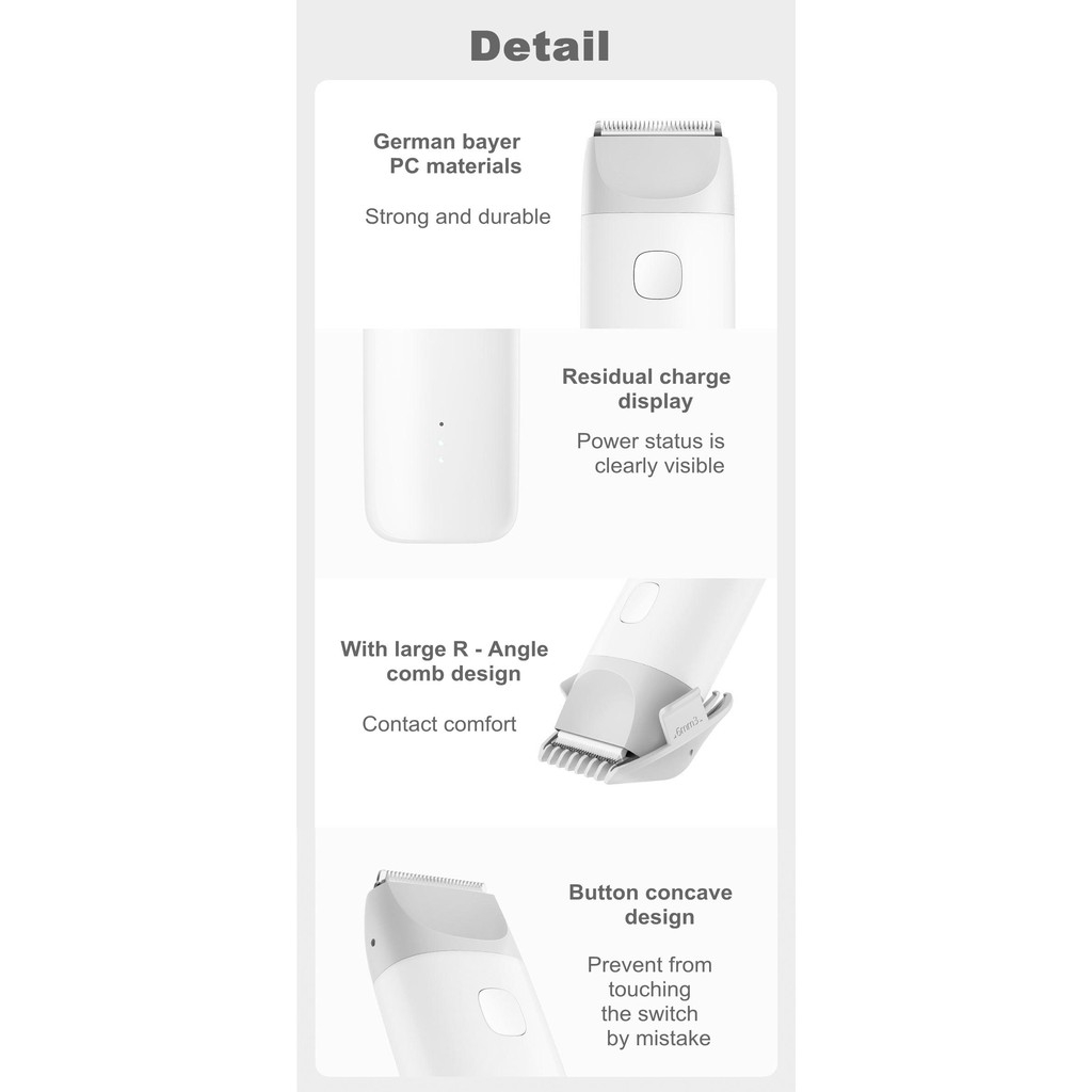 Dụng cụ cắt Xiaomi MiTu tông đơ cạo Hair clipper baby tóc tông đơ tăng đơ cắt hair trimmer Waterproof máy làm tóc phụ kiện cho bé