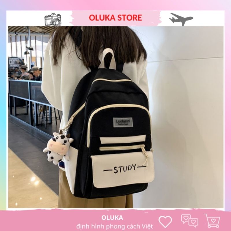 Balo nữ đi học thời trang du lịch chống nước ulzzang Hàn Quốc vải tổng hợp OLUKA STORE BL024