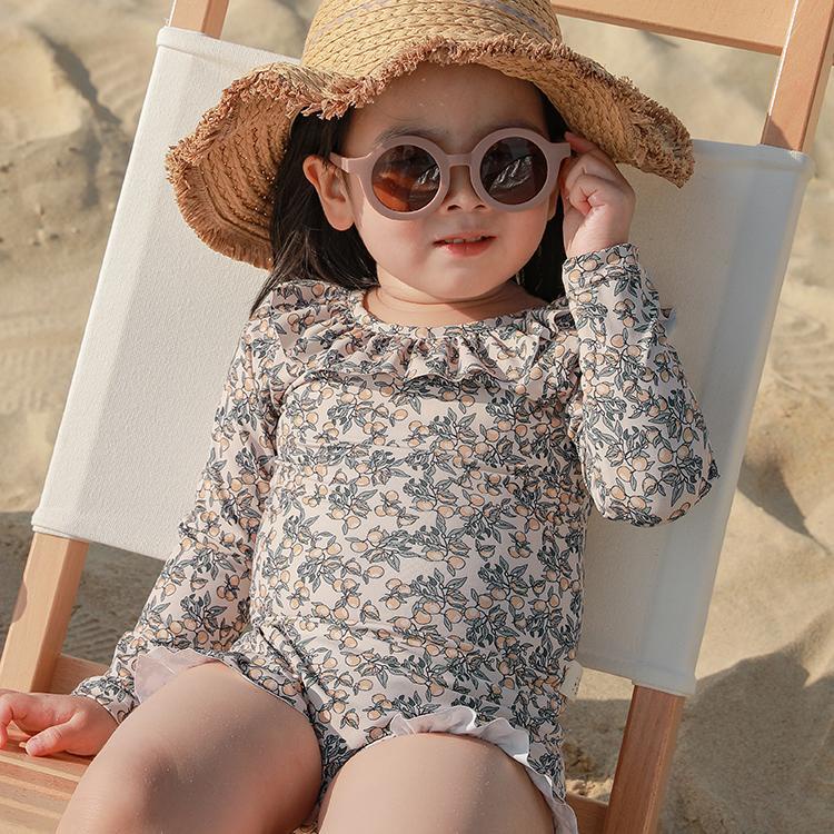 Giao hàng nhanh! Bộ Đồ Bơi Cô gái dài tay áo tắm một mảnh chống nắng ins Hàn Quốc phong cách Đồ bơi