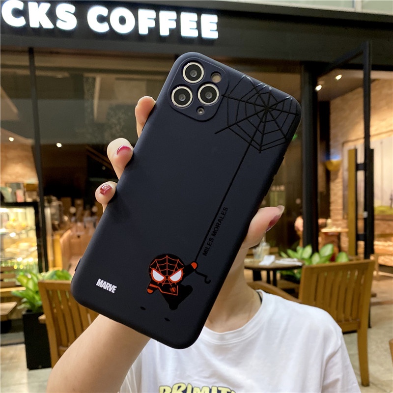 Dễ Thương Ốp Điện Thoại Silicon Họa Tiết spiderman Mặt Nhám Chống Rơi Cho iphone 13 12 11 pro max x xr xs 7 8 plus se 2020