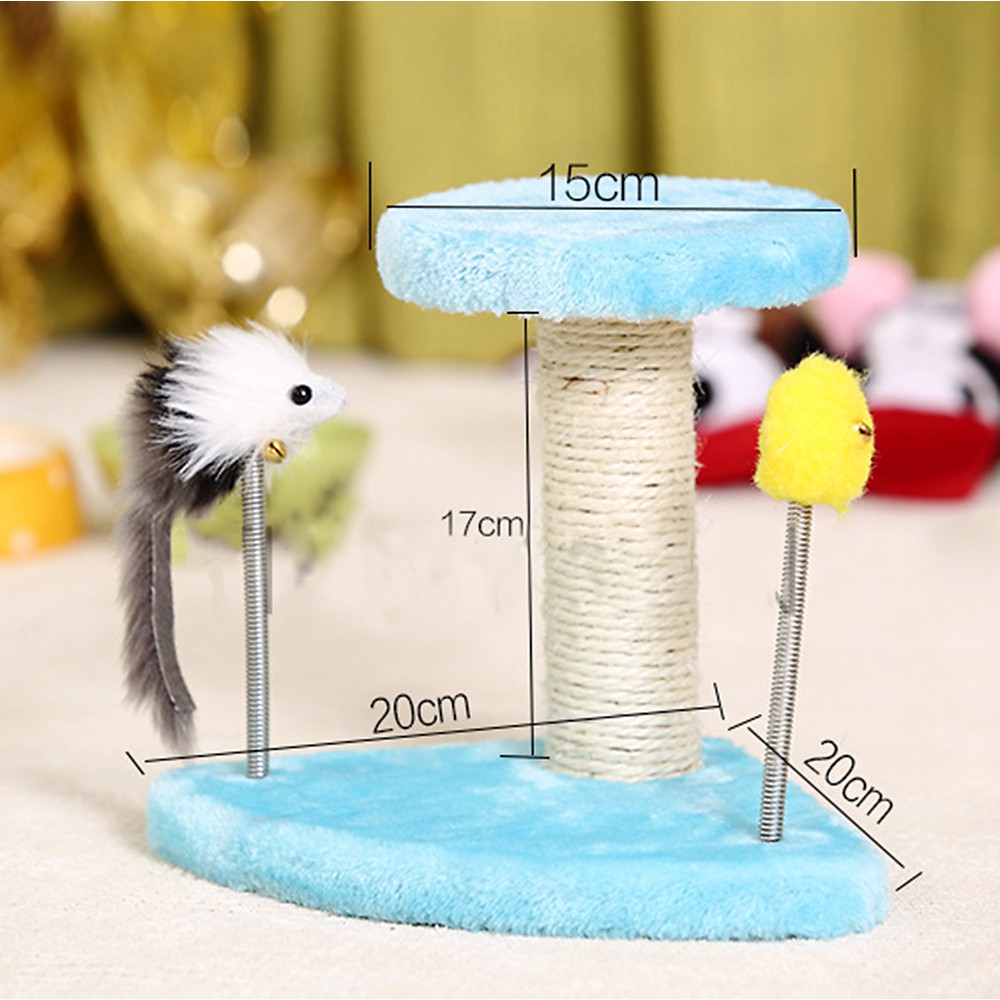 Trụ cào móng 2 tầng kèm đồ đồ chơi cho mèo