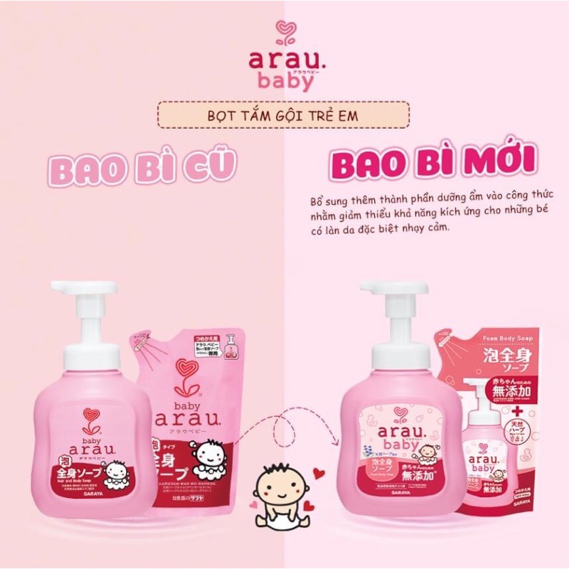 COMBO SỮA TẮM GỘI ARAU BABY (Bình 450ml + Túi 400ml)