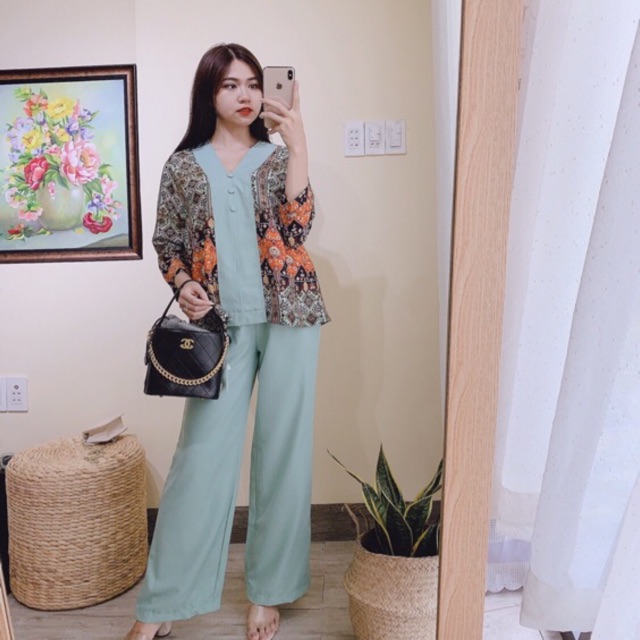 Đồ lam đi chùa thổ cẩm mẫu mới nút vải