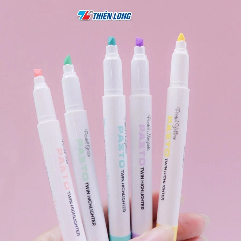 Bút dạ quang màu Pastel Thiên Long Pazto HL-016 - Bút nhớ dòng HL016 rửa được không để lại vết khi Photocopy