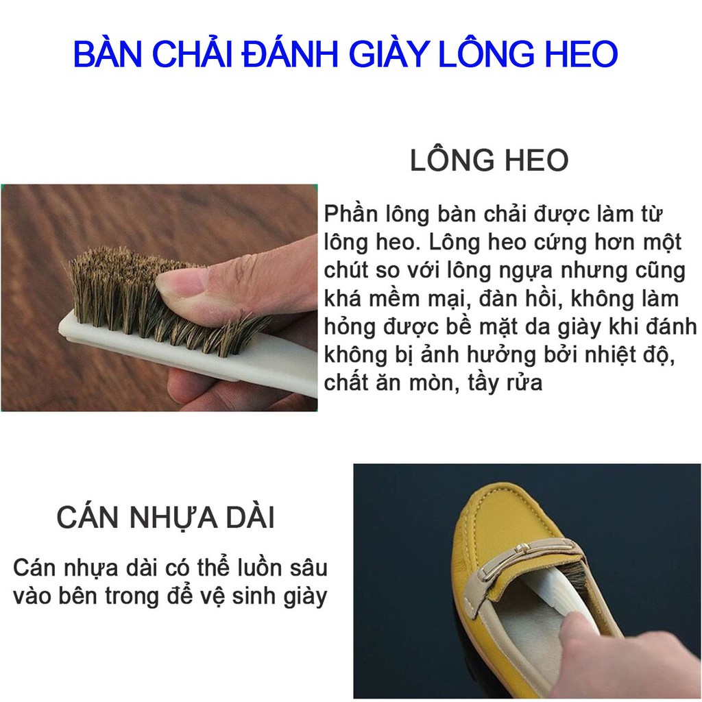 Bàn chải đánh giày lông heo P142- đánh xi, vệ sinh giày