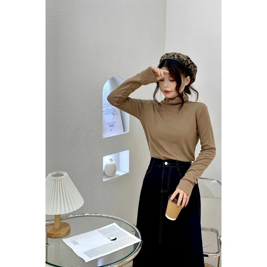 Áo len tăm cổ lọ lót nỉ bông ( siêu ấm )