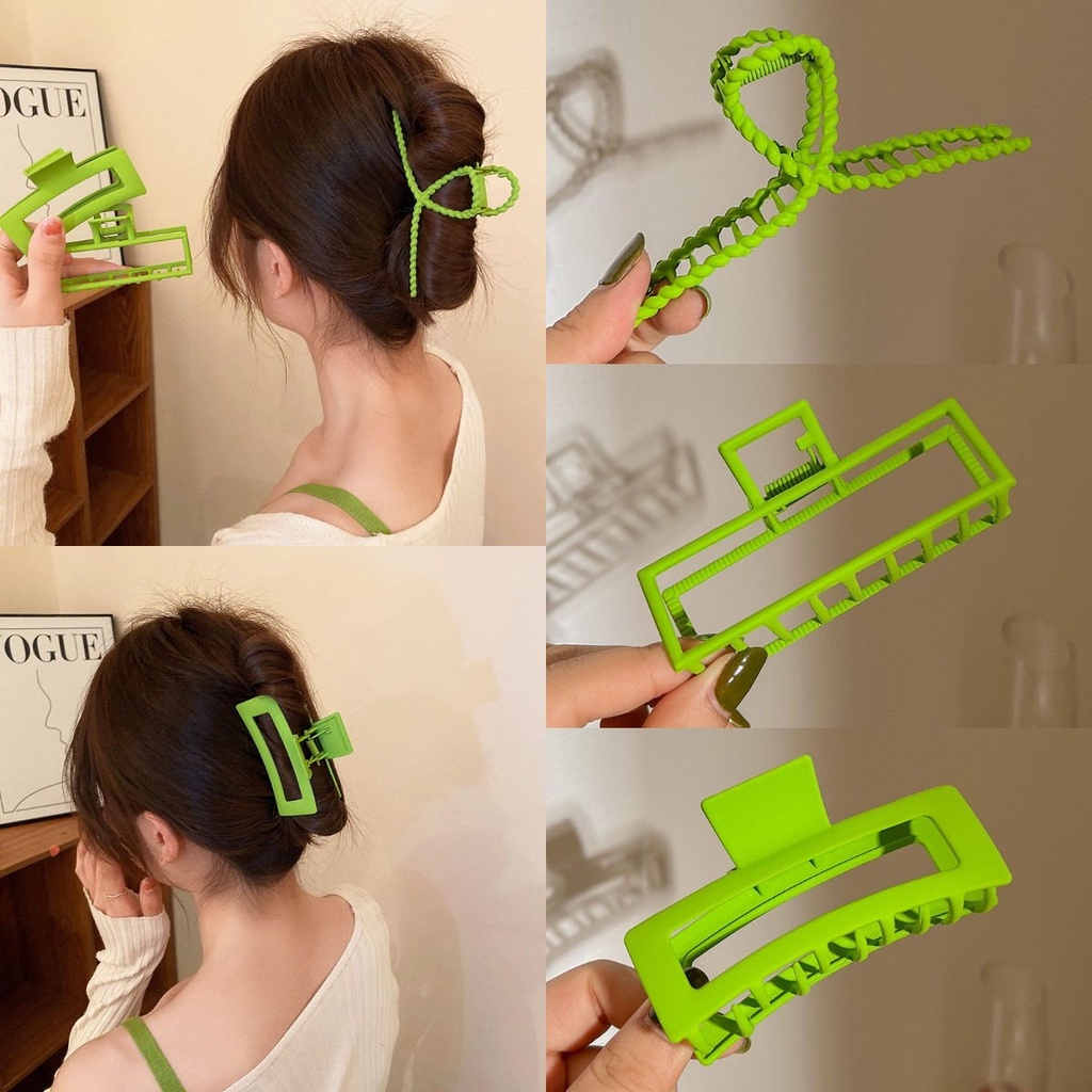 Kẹp Tóc Hình Cá Mập Màu Xanh Lá Nhám Phong Cách Hàn Quốc Đơn Giản Cho Nữ