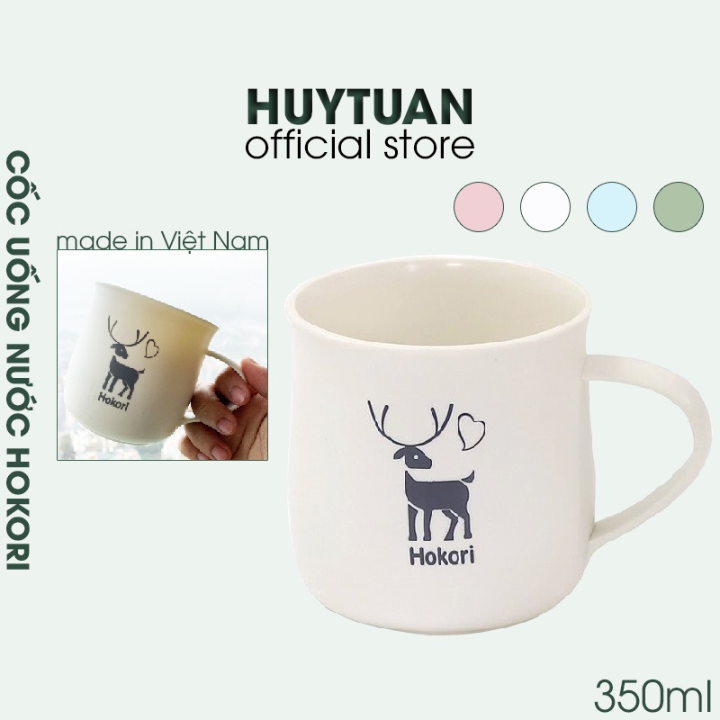 Cốc uống nước Hokori 350ml - Cốc nhựa Việt Nhật 6369 cao cấp có quai cầm (CH350)