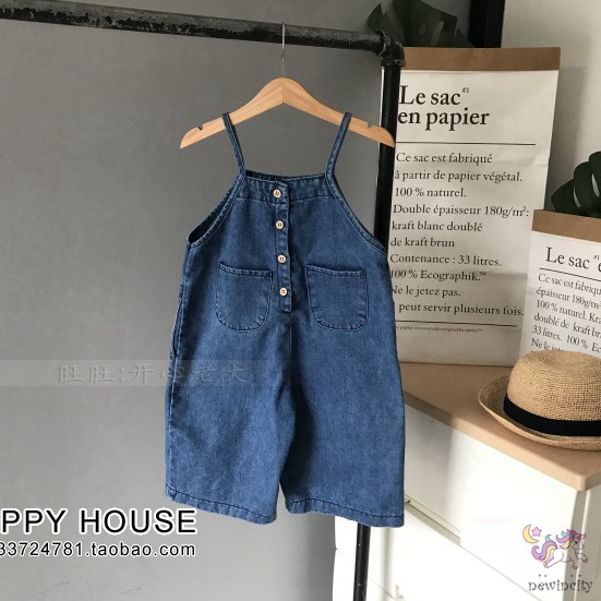 Áo Liền Quần Vải Denim Dáng Rộng Dễ Thương Phong Cách Hàn Quốc Cho Bé