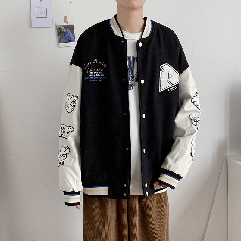 Áo Varsity Jacket Chất Dạ Họa Tiết Thêu hàng cao cấp kèm video thật