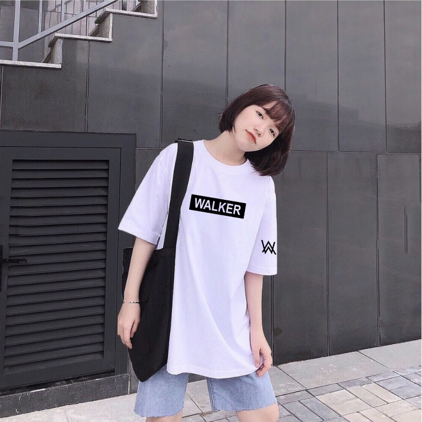 Áo thun unisex form rộng tay lỡ nam nữ AW Siêu Chất đơn giản 2 Màu trắng đen - áo  phông đôi, nhóm teen street style