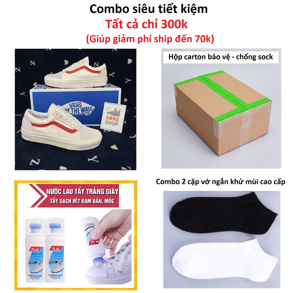 [Mã FAGREAT245 giảm 8% tối đa 50K đơn từ 250K] Giày thể thao nữ nam trắng sọc đỏ | BigBuy360 - bigbuy360.vn