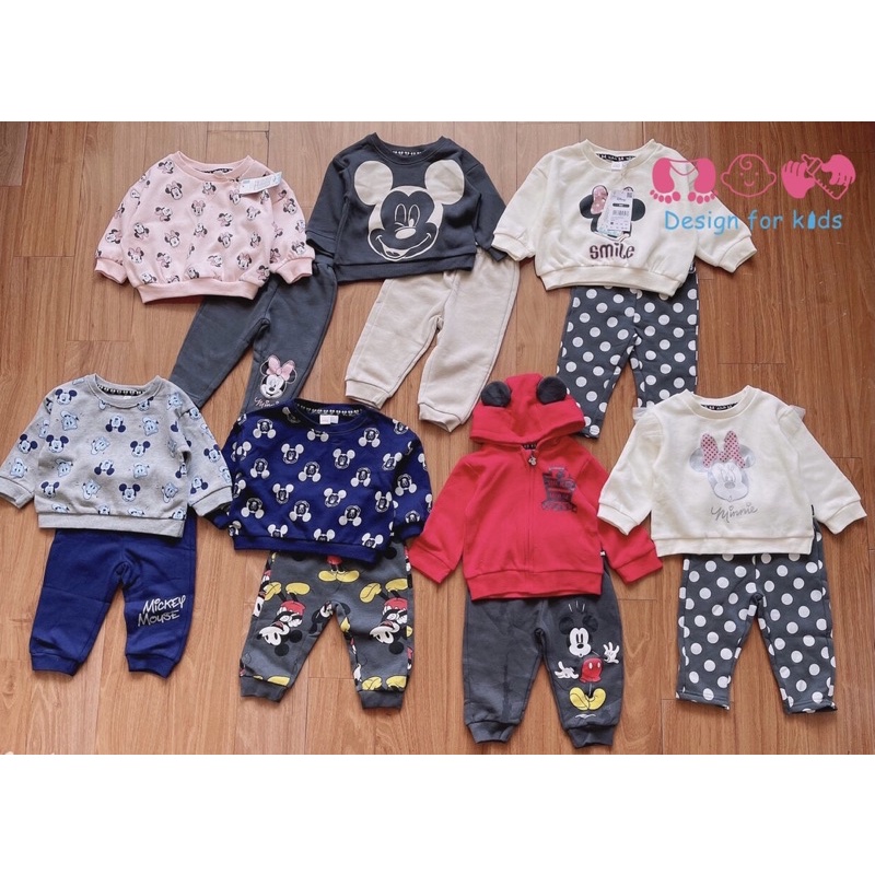 Bộ nỉ dài tay Disney baby xuất dư xịn cho bé trai và vé gái