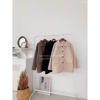 [Ảnh thật/Video]Áo khoác dạ Ulzzang 2 lớp 4 cúc
