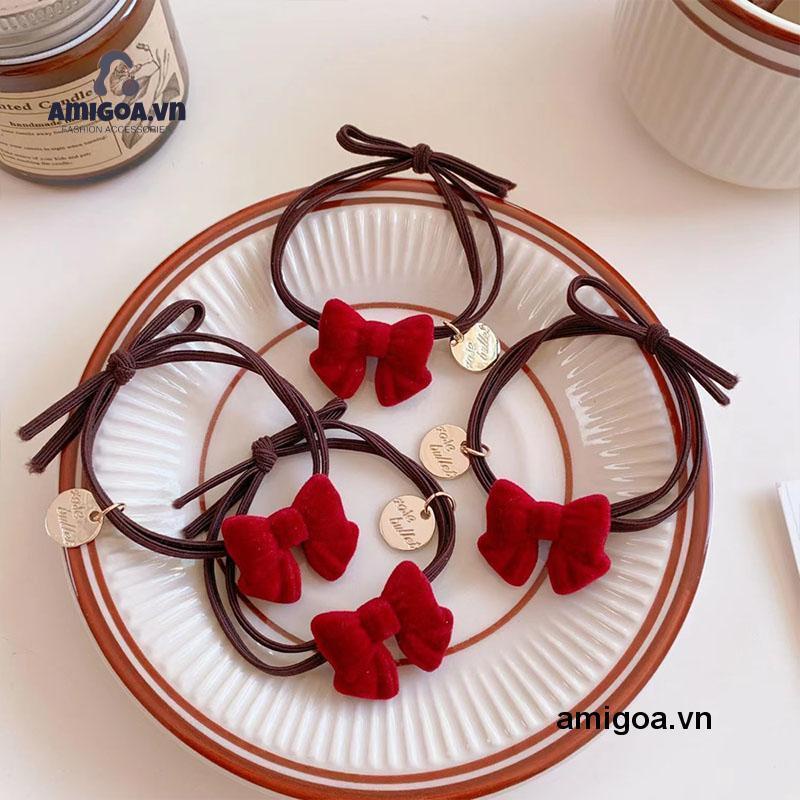 ✨✨Dây Buộc Tóc Da Họa Tiết Bướm Phong Cách Retro Đơn Giản Cho Nữ