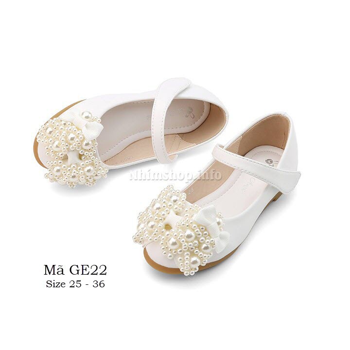 Giày búp bê trắng bé gái mặc váy công chúa điệu đà và duyên dáng chất mềm đẹp full size 3 - 12 tuổi GE22 DN