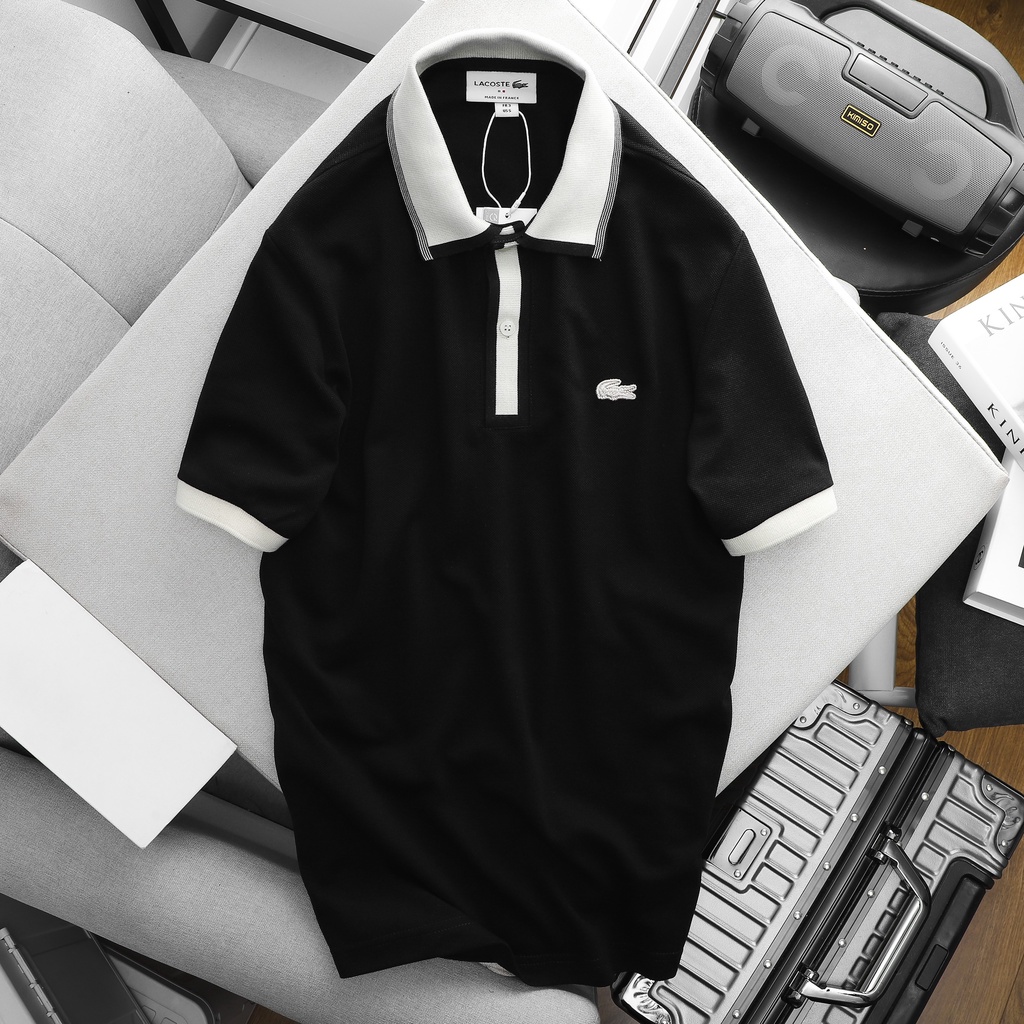 Aó polo nam cao cấp LCST 2 cổ phối 2 khuy,Form Slimfit,vải COTTON khô co dãn 4 chiều,thấm hút mồ hôi