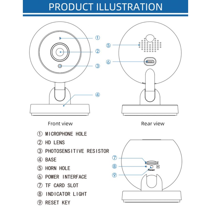 Camera mini thông minh wifi ip 720p 2mp không dây quan sát trong nhà tự động theo dõi tầm nhìn ban đêm