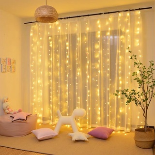 Đèn led thả rèm màu vàng/ xanh dương độc lạ bắt mắt