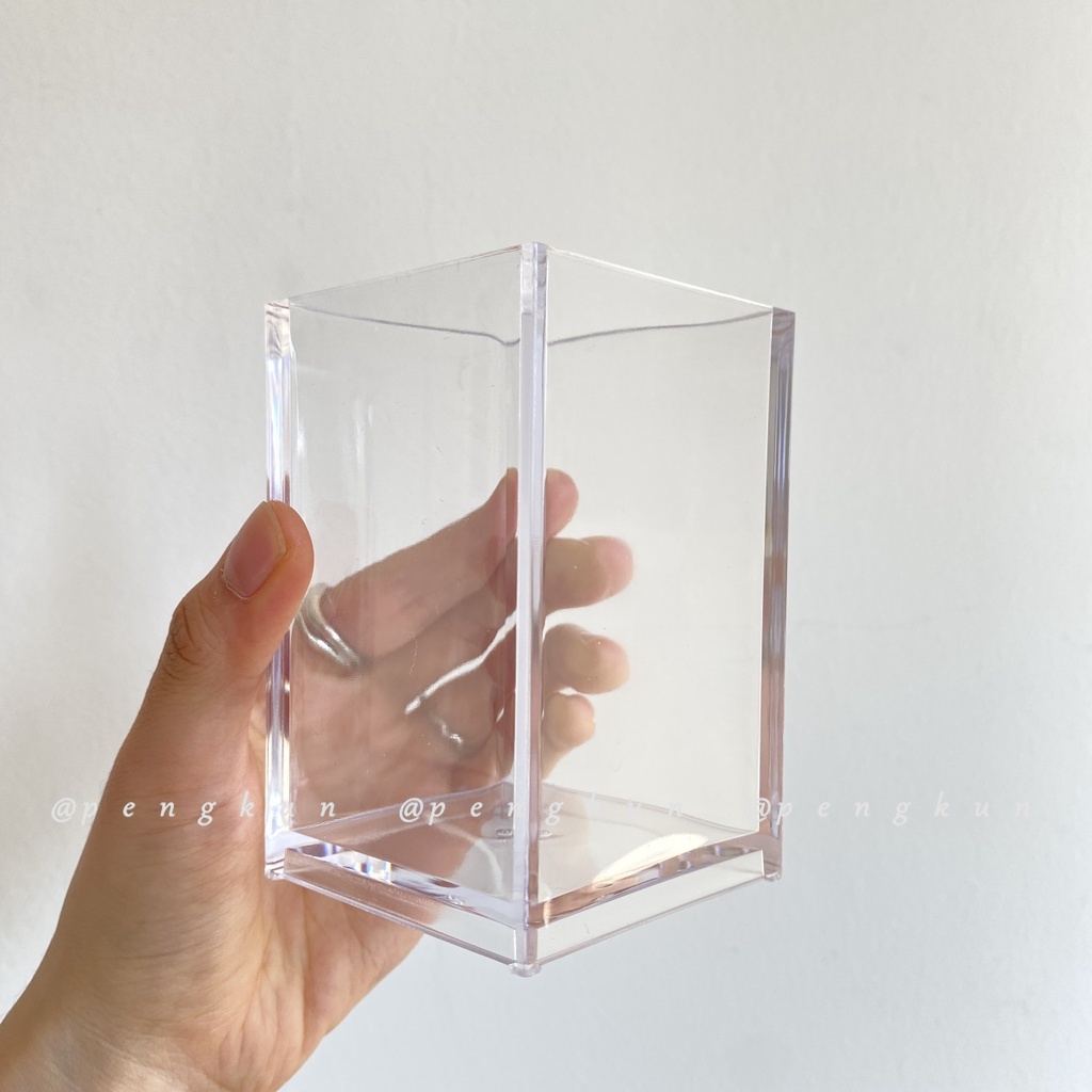 Hộp đựng bút / cọ trang điểm Muji bằng acrylic trong suốt phong cách hiện đại đa năng tiện lợi